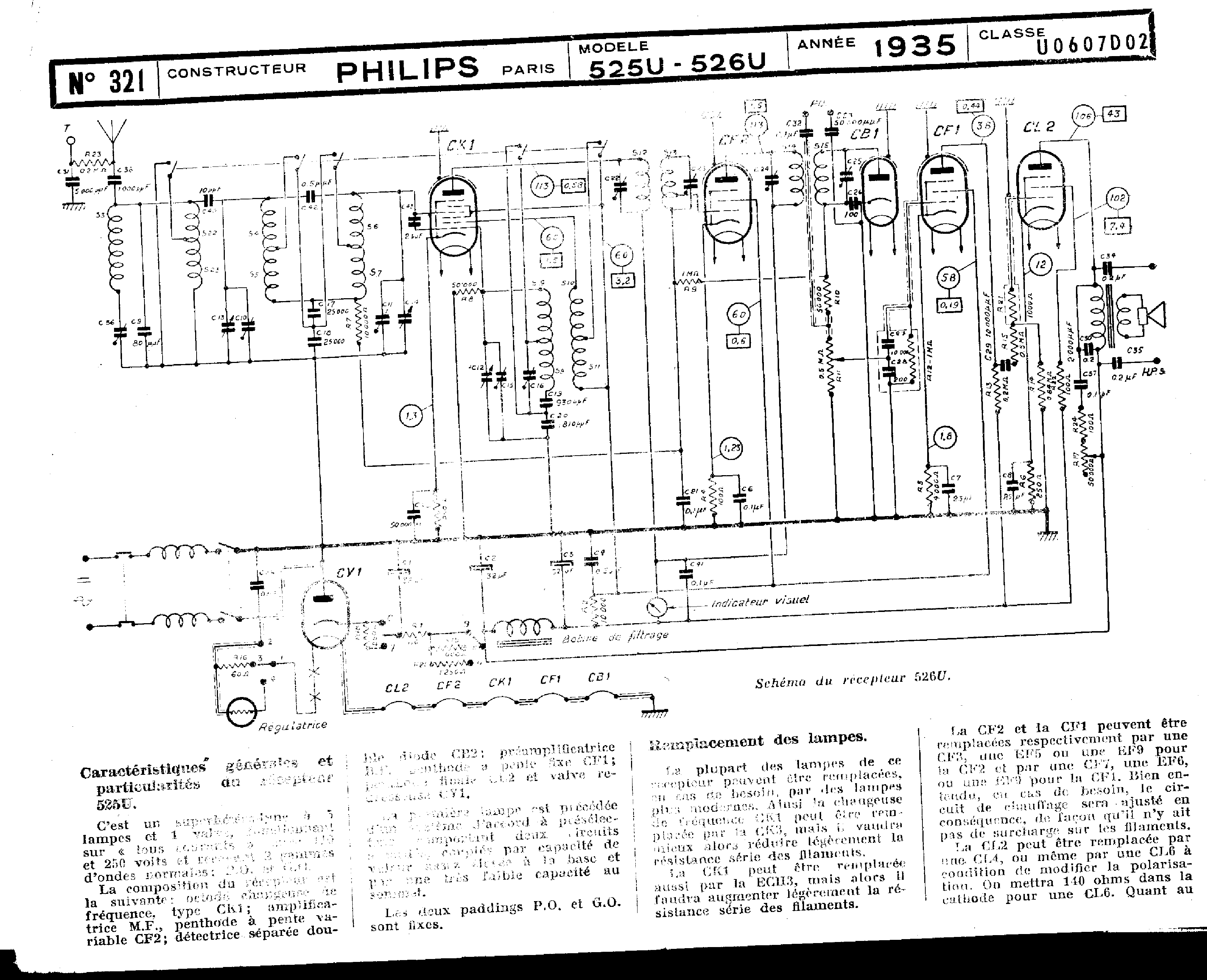 Philips 525 U Schéma Schémathèque Toute la Radio p.1