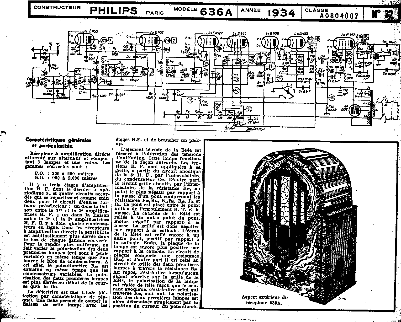 Philips 636 A Schéma Schémathèque Toute la Radio (page 1)