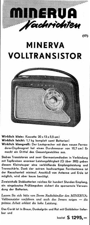 Minerva Volltransistor 570 Publicité