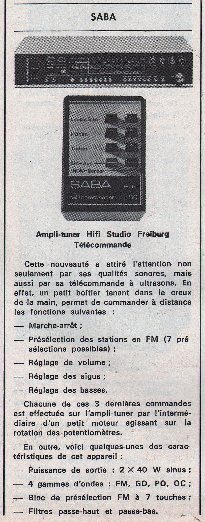 Studio Freiburg Télécommande