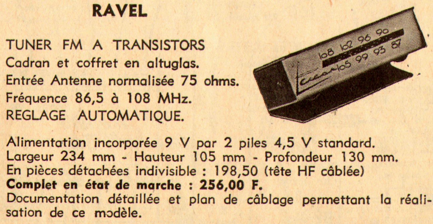 Cicor Tuner FM Ravel • Publicité - Le Haut-Parleur - 1965