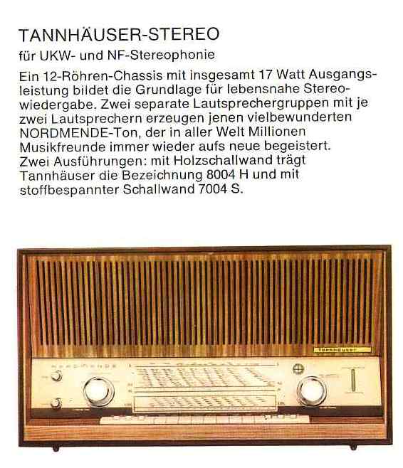 Nordmende Tannhauser Stereo 8004 H Extrait de catalogue