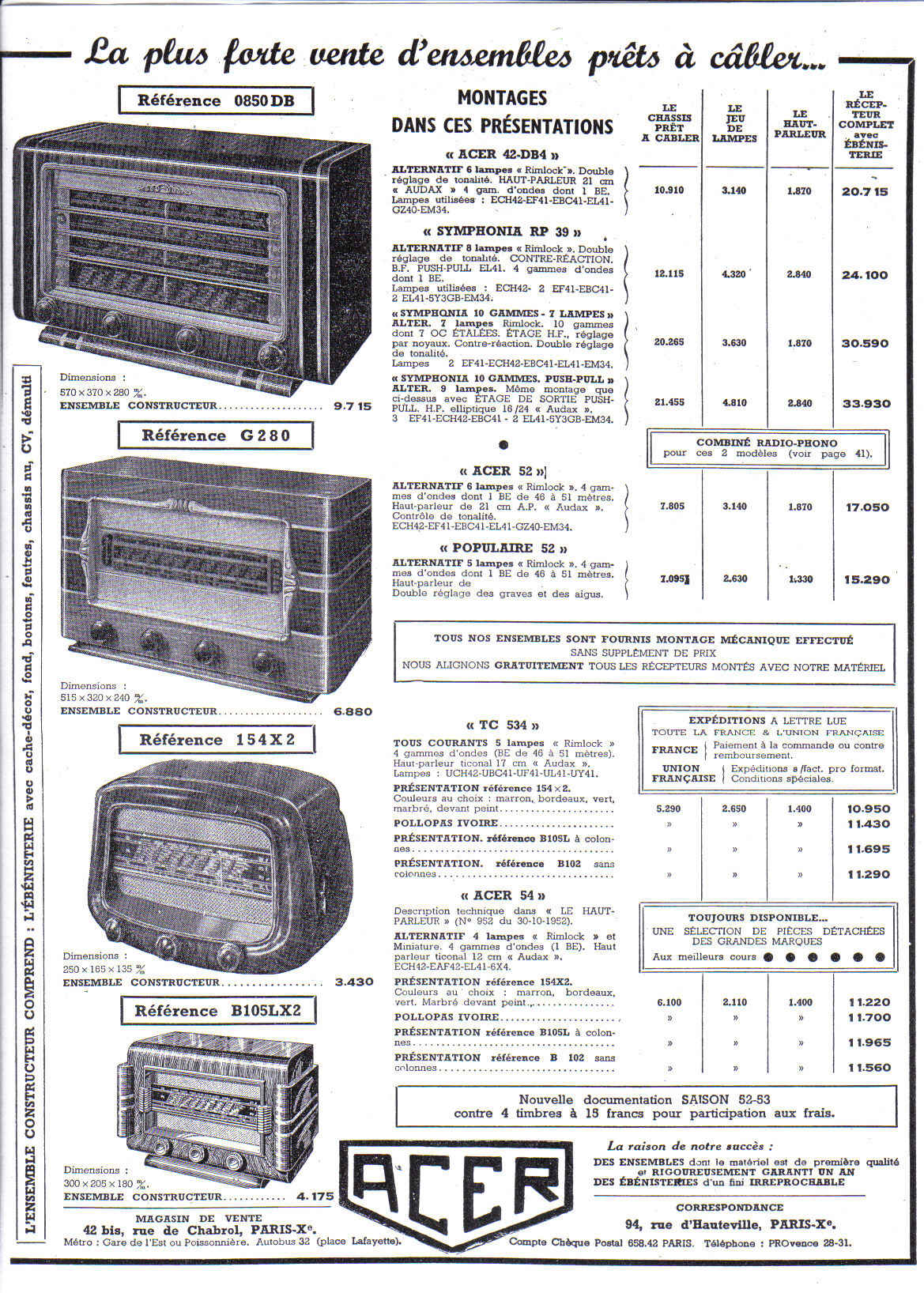 A.C.E.R. La plus forte vente d`ensembles prêts à câbler.