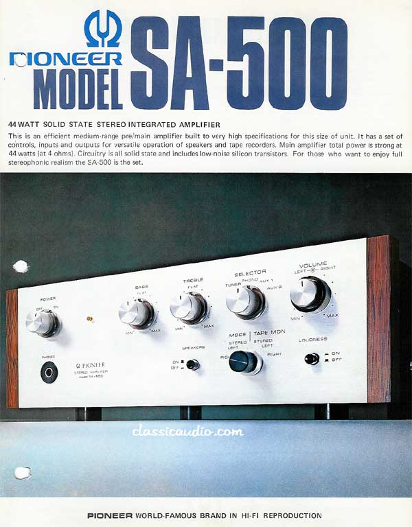 Pioneer SA-500 • Publicité