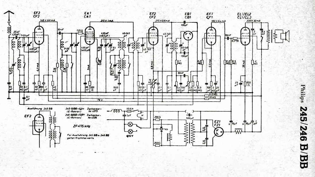 Philips  245 B et 246 B Schéma