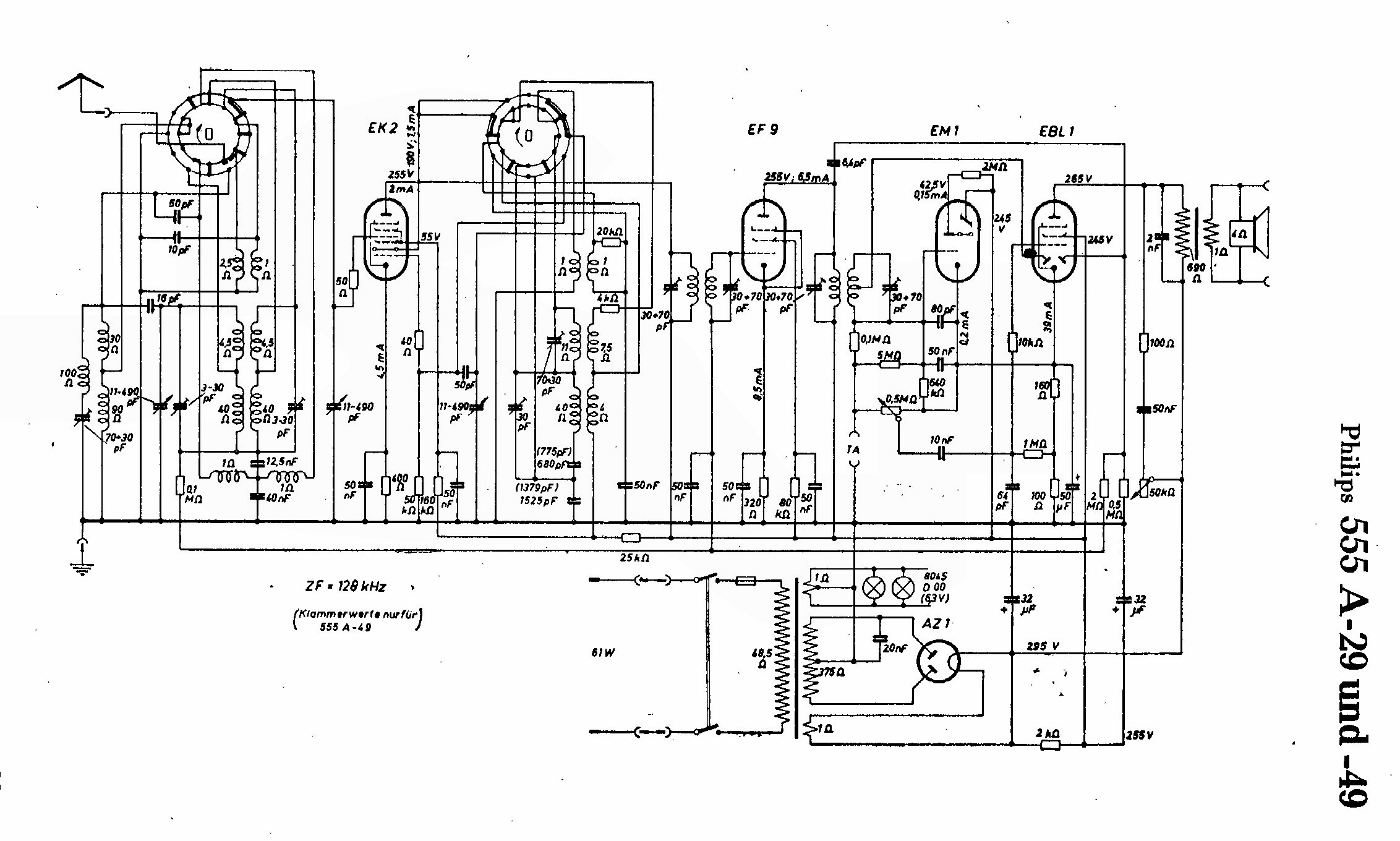 Philips 555 A  /29  /49 Schéma
