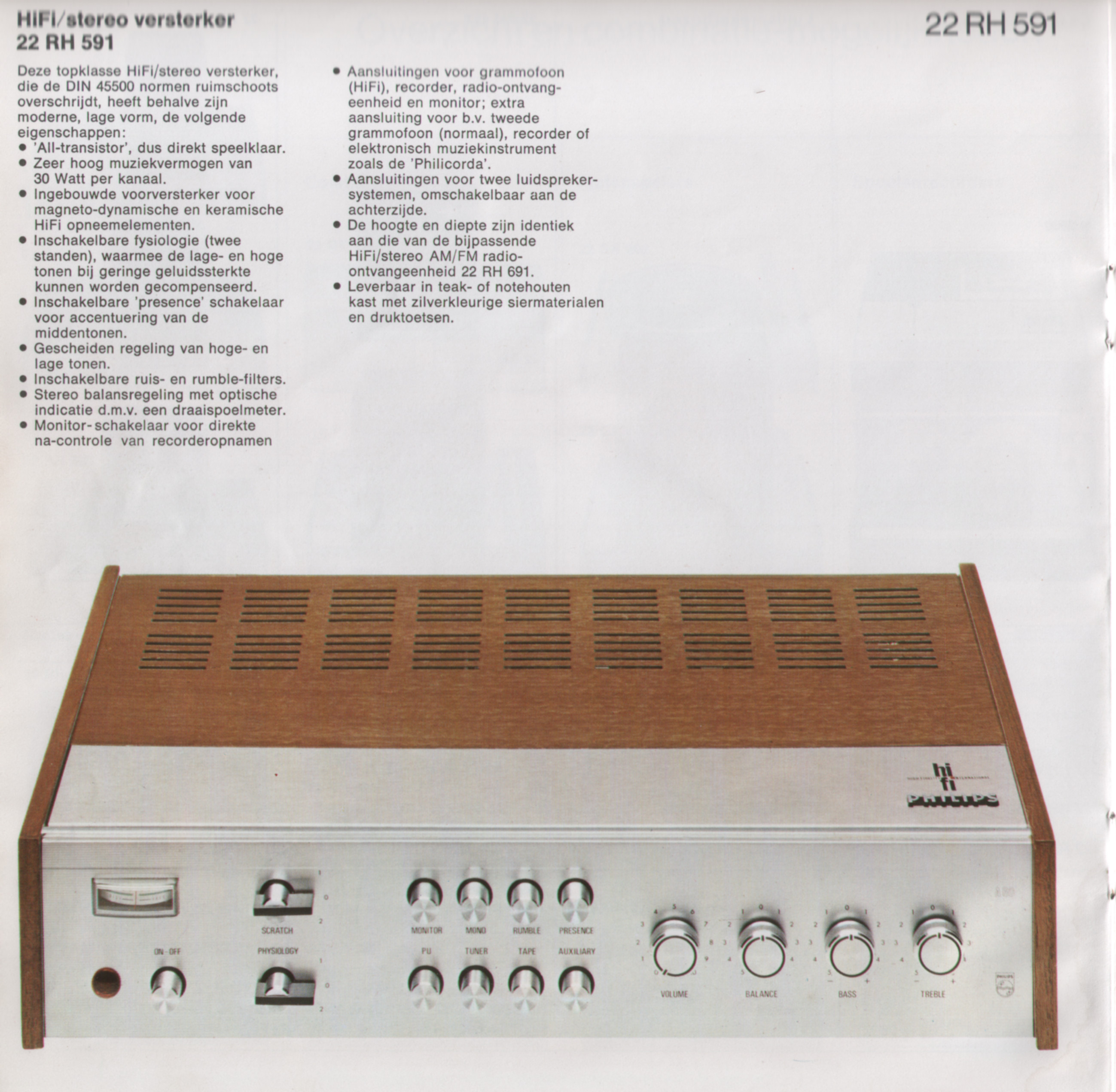Philips 22 RH 591 • Extrait de catalogue néerlandais