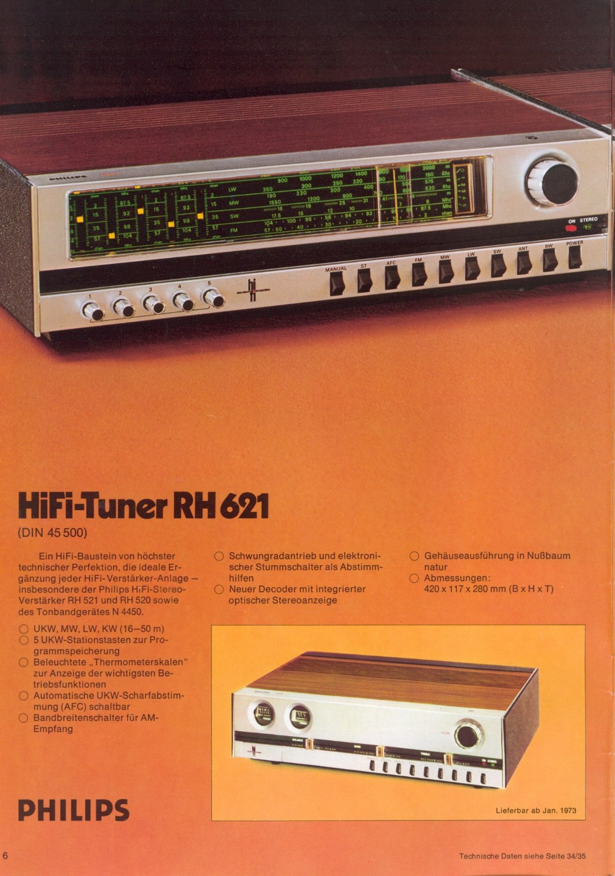 Philips 22 RH 621 • Extrait de catalogue 1972-1973