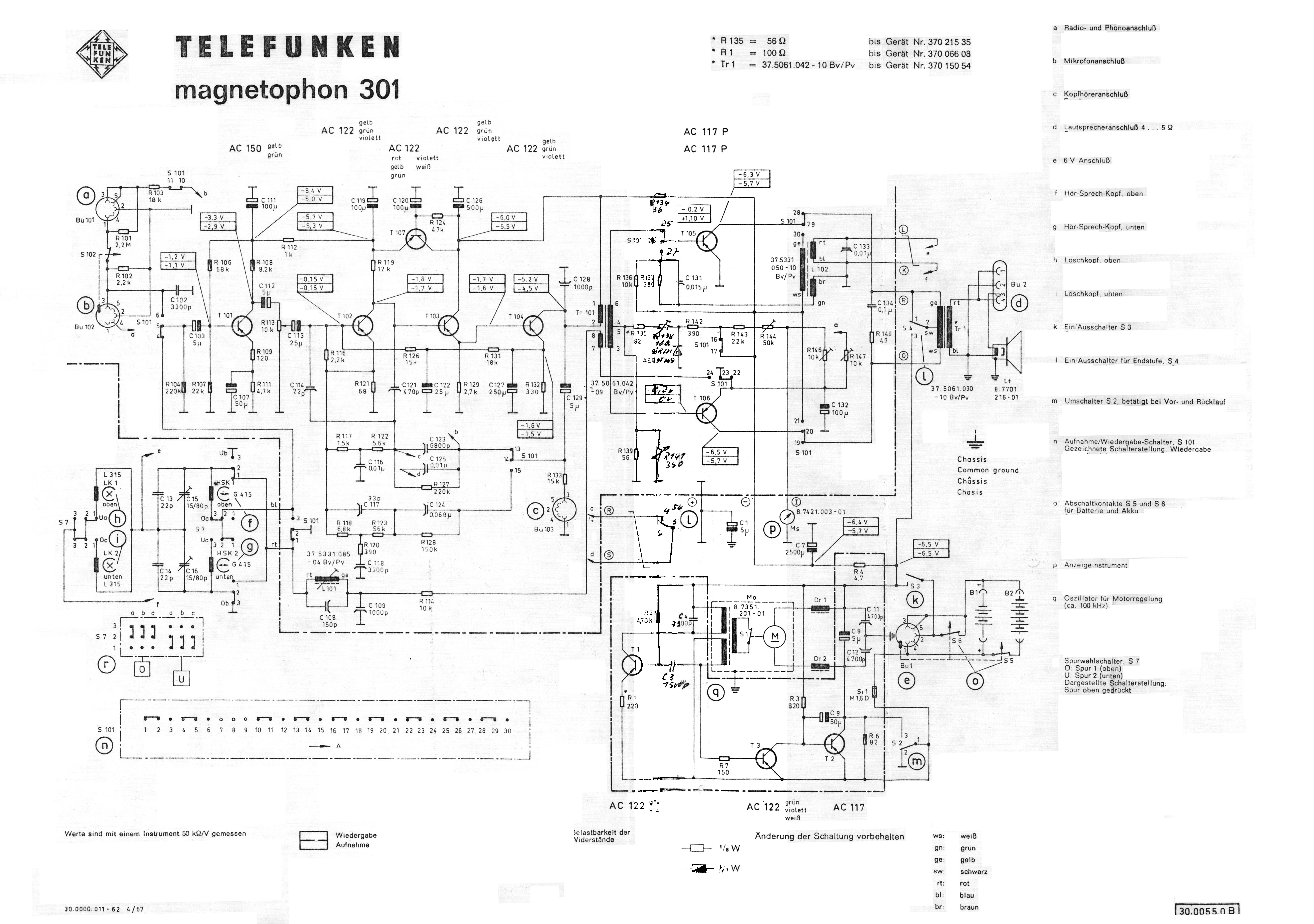 Telefunken Magnetophon 301 • Schéma