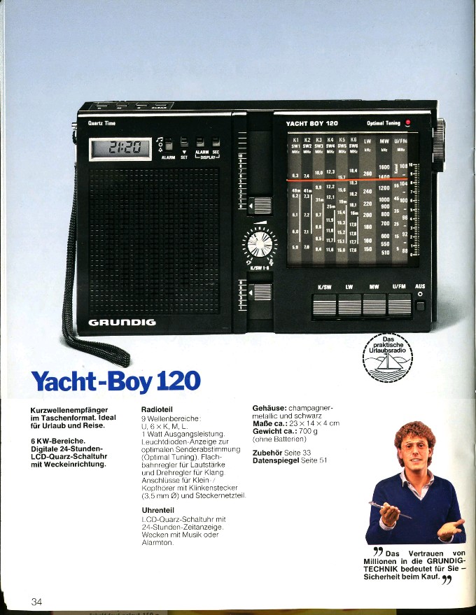 Grundig Yacht-Boy 120 • Extrait de catalogue allemand