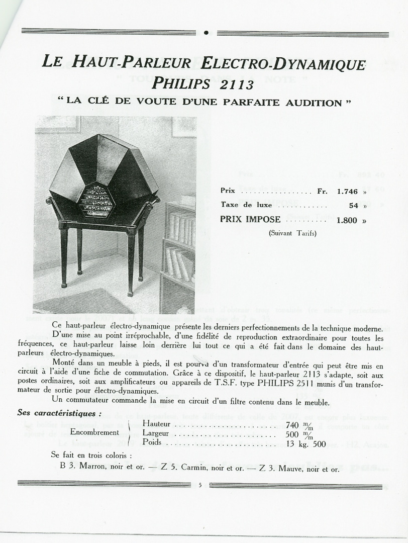 Philips 2113 Extrait de catalogue
