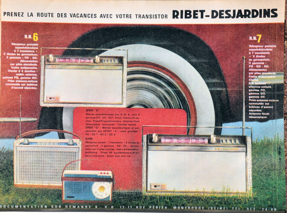 Ribet Desjardins R.N.6, R.N.7, Sport 4 et Djinn • Publicité février 1961