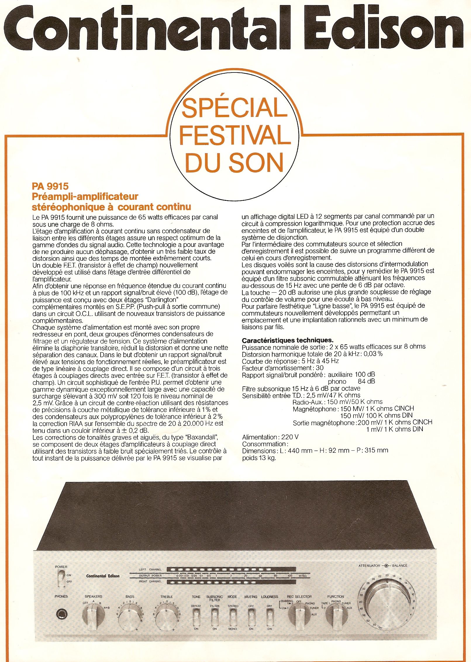 Continental Edison  PA 9915 Publicité
