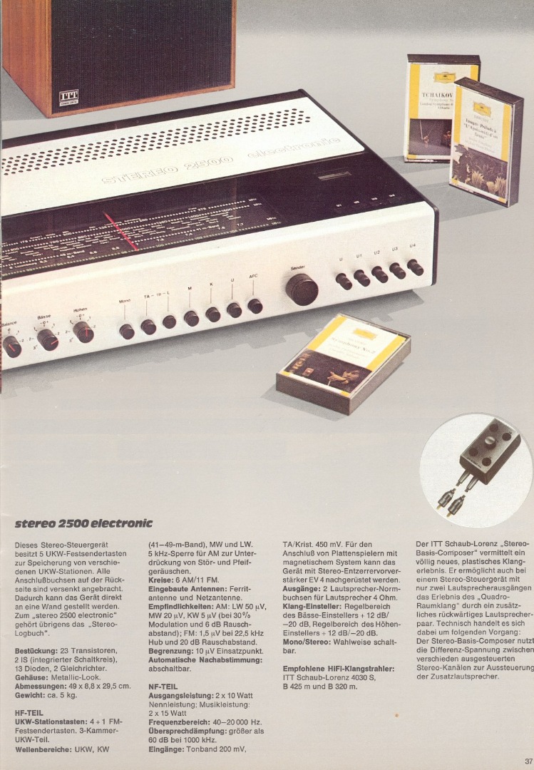 ITT Schaub-Lorenz Stereo 2500 Electronic • Extrait de catalogue
