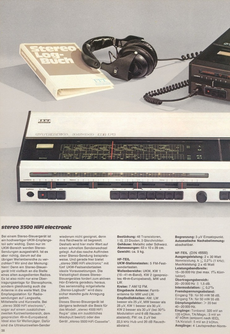 ITT Schaub-Lorenz Stereo 3500 HiFi Electronic • Extrait de catalogue