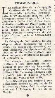 Continental Edison Absorption Sonora - Le haut parleur janvier 1959