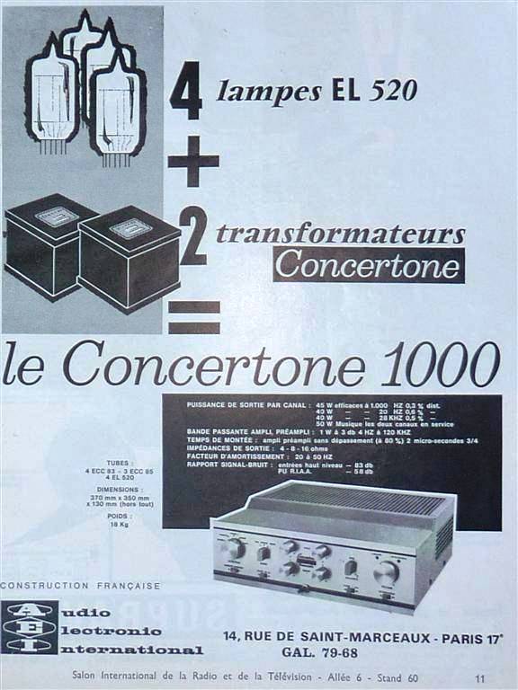 Concertone AS 1000 Tonematic Publicité A.E.I.