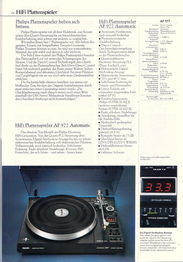 Philips 22 AF 977 • Extrait de catalogue (en allemand)