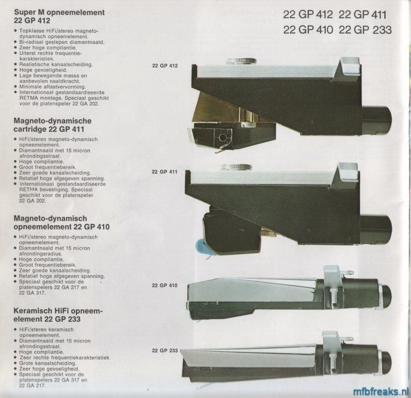 Philips 22 GP 412, GP 411, GP 410, GP 233 • Extrait de catalogue