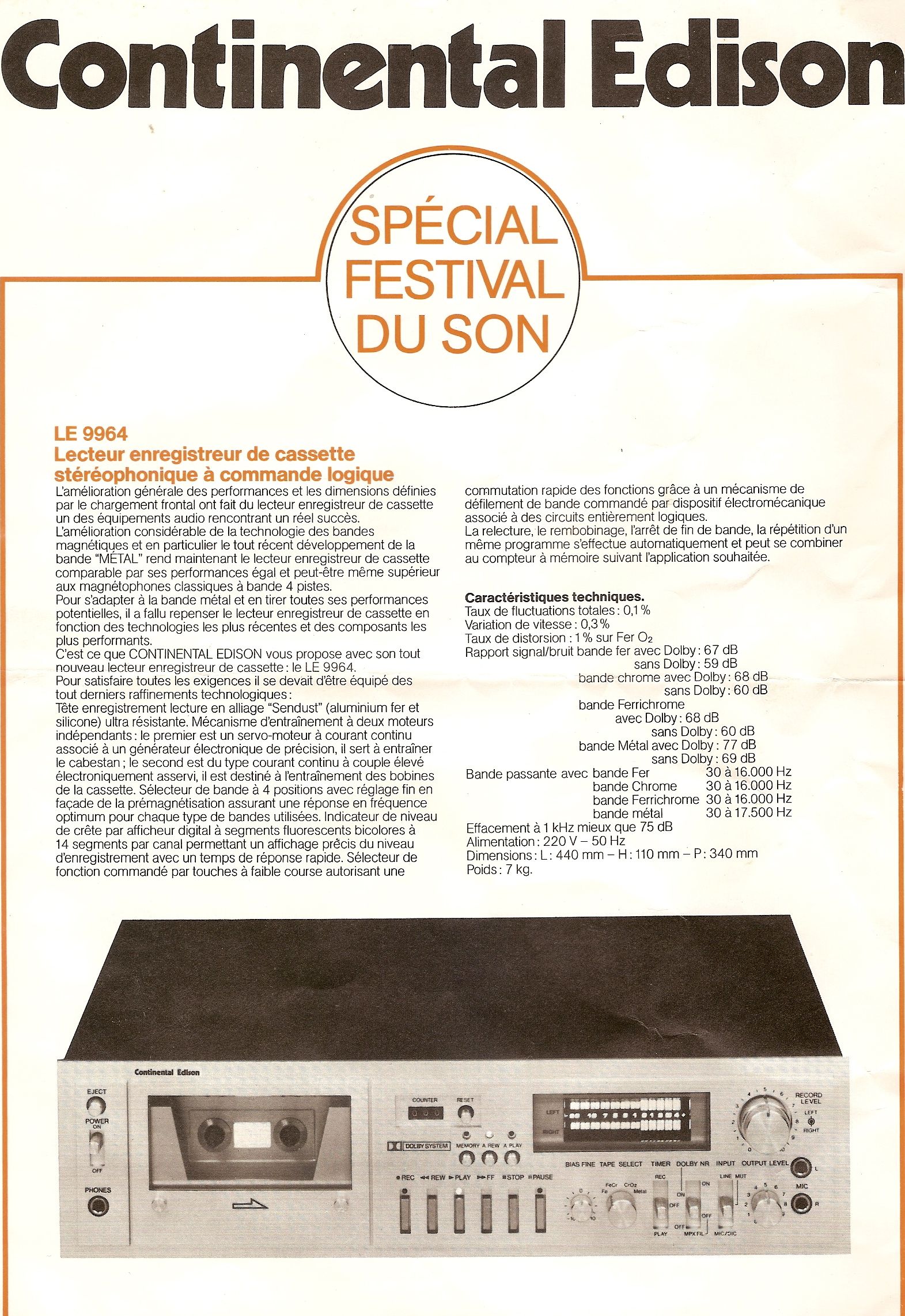 document  publicitaire & caracteristiques