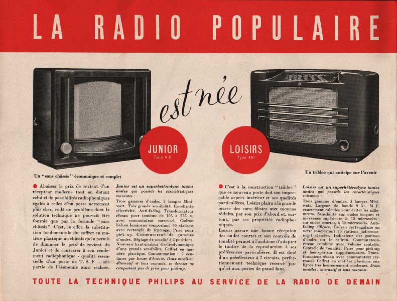 Philips V6A et 461 A Publicité