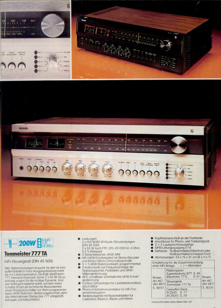 Philips 22 AH 777 • Extrait de catalogue allemand