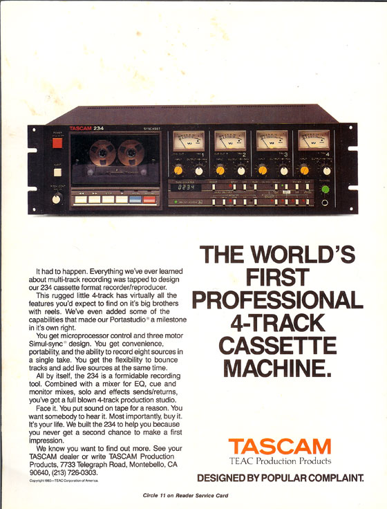 Tascam 234 Syncaset • Publicité (USA)