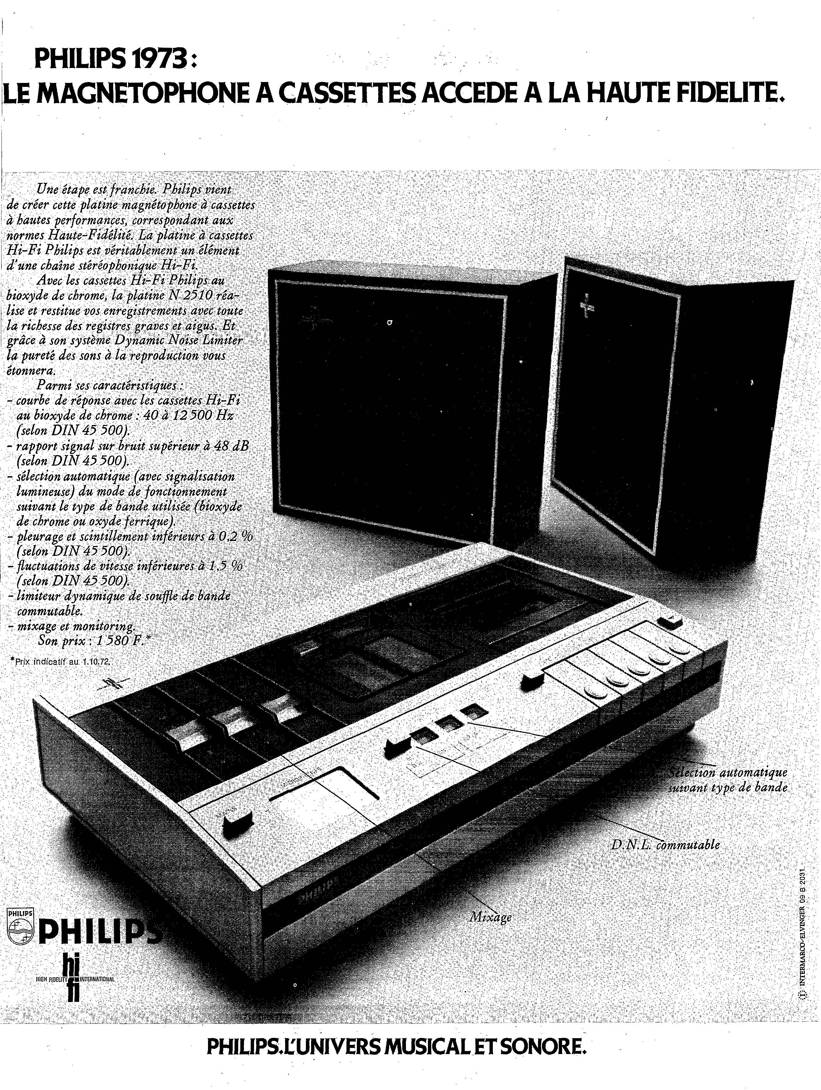 Philips N 2510 • Publicité - Le Nouvel Observateur 1973