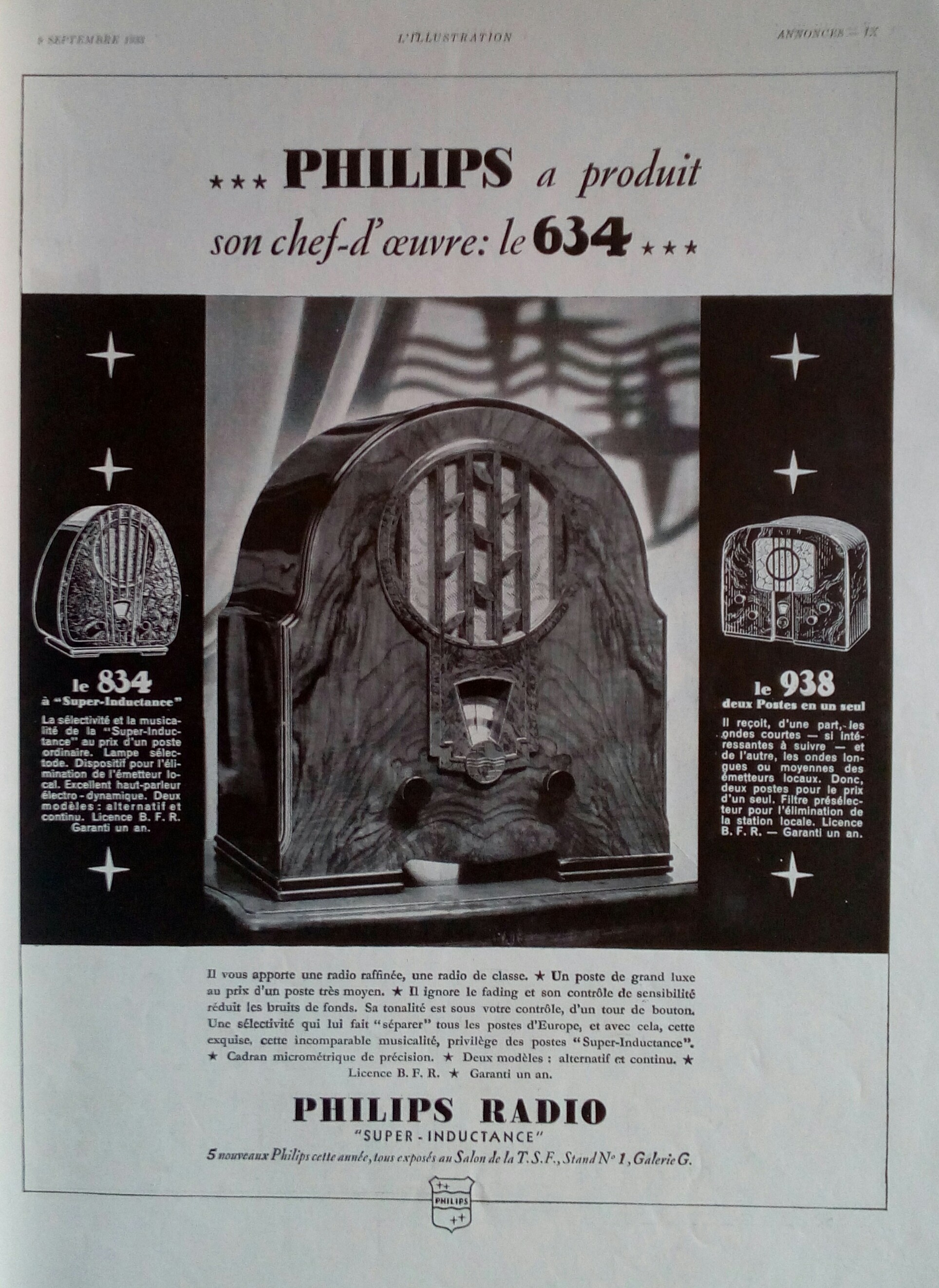 Philips 634, 834, 938, Publicité