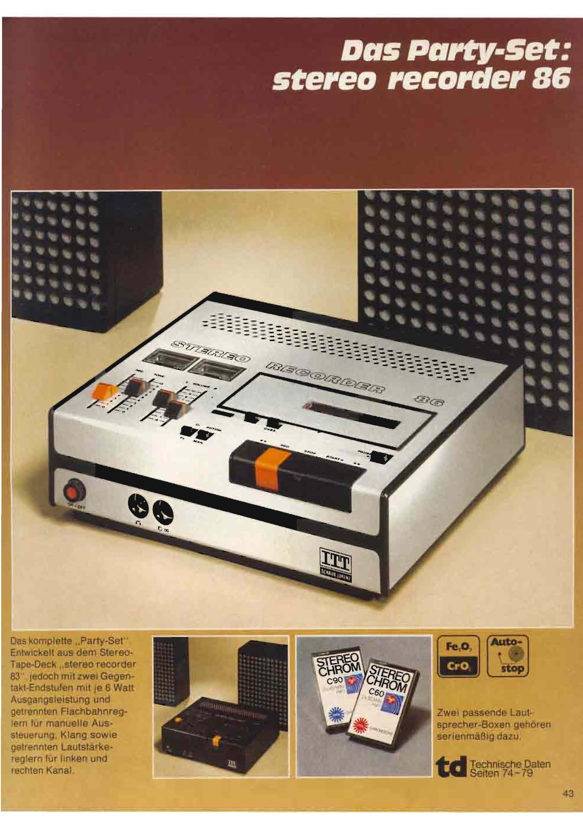 ITT Schaub-Lorenz Stereo Recorder 86 • Extrait de catalogue