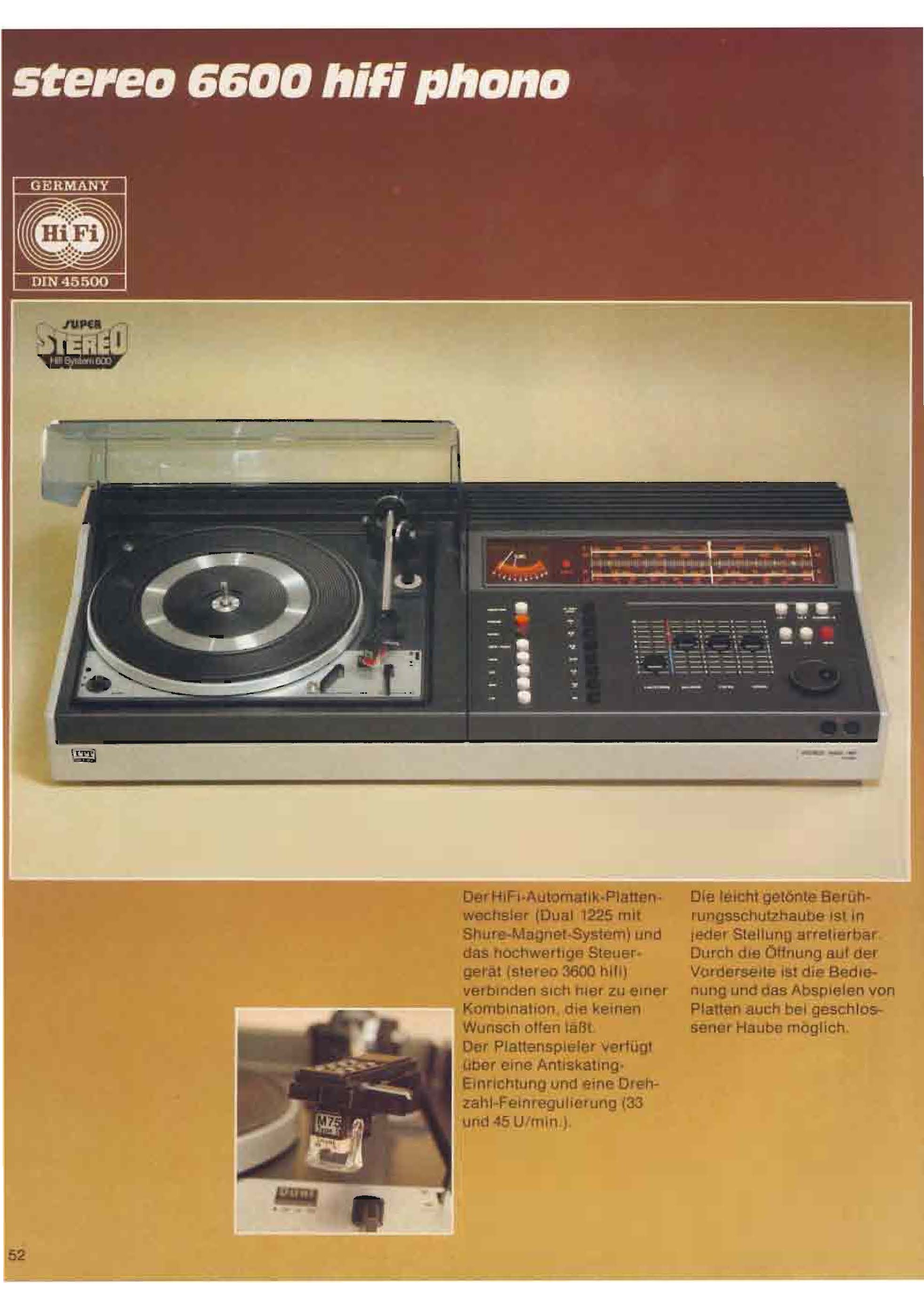 ITT Schaub-Lorenz Stereo 6600 HiFi Phono • Extrait de catalogue