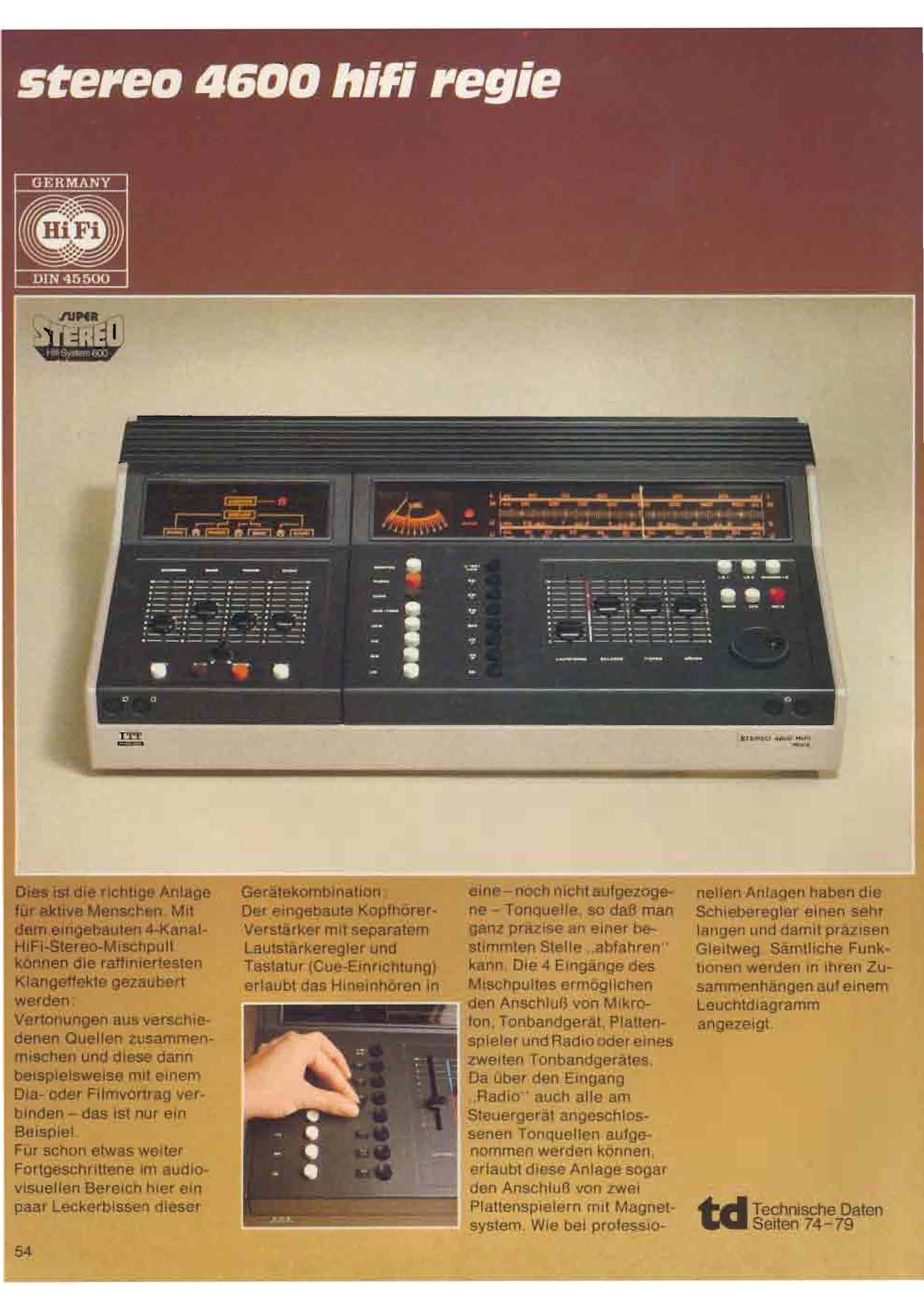 ITT Schaub-Lorenz Stereo 4600 HiFi Regie • Extrait de catalogue