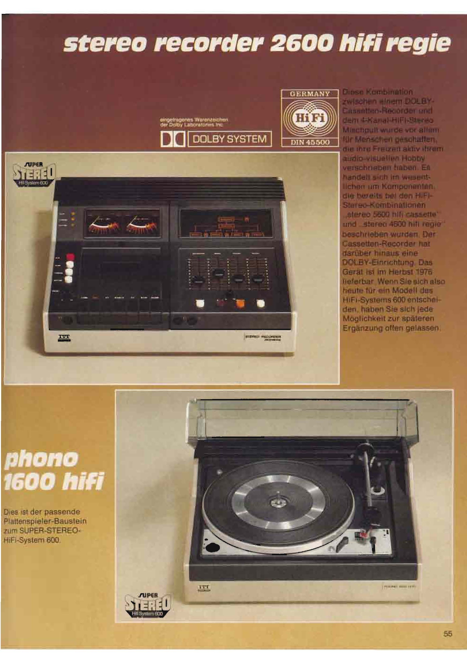 ITT Schaub-Lorenz Stereo Recorder 2600 HiFi Regie • Extrait de catalogue