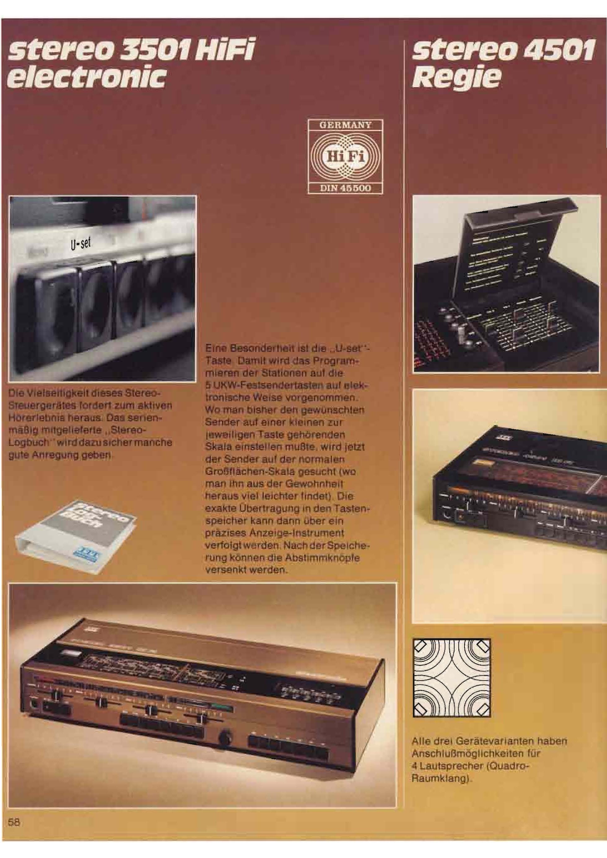 ITT Schaub-Lorenz Stereo 3501 HiFi Electronic • Extrait de catalogue