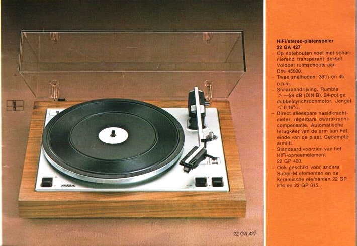 Philips 22 GA 427 • Extrait de catalogue (en néerlandais)
