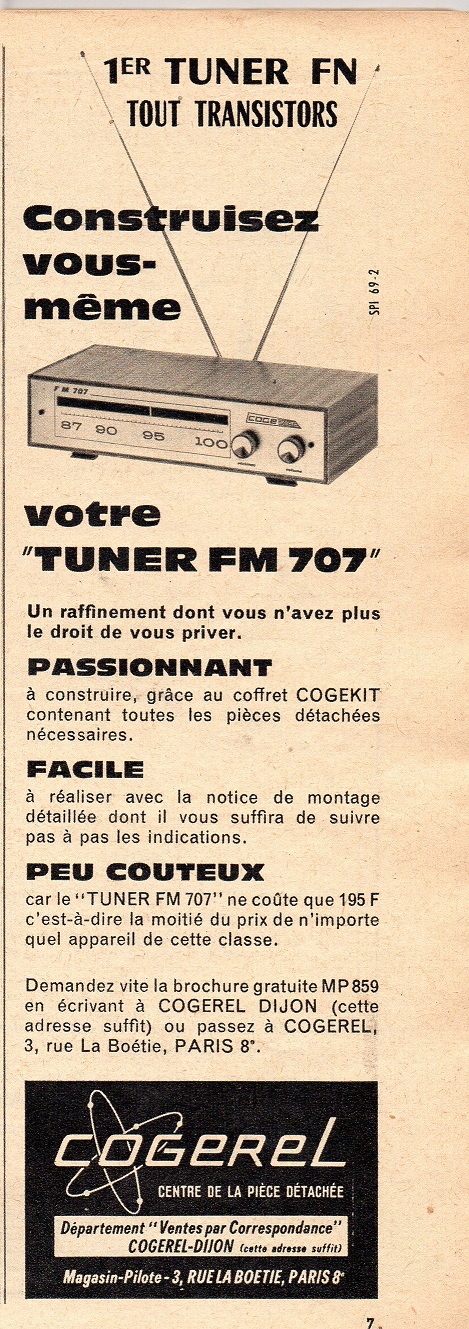 Cogekit Tuner FM 707 • Publicité 1963