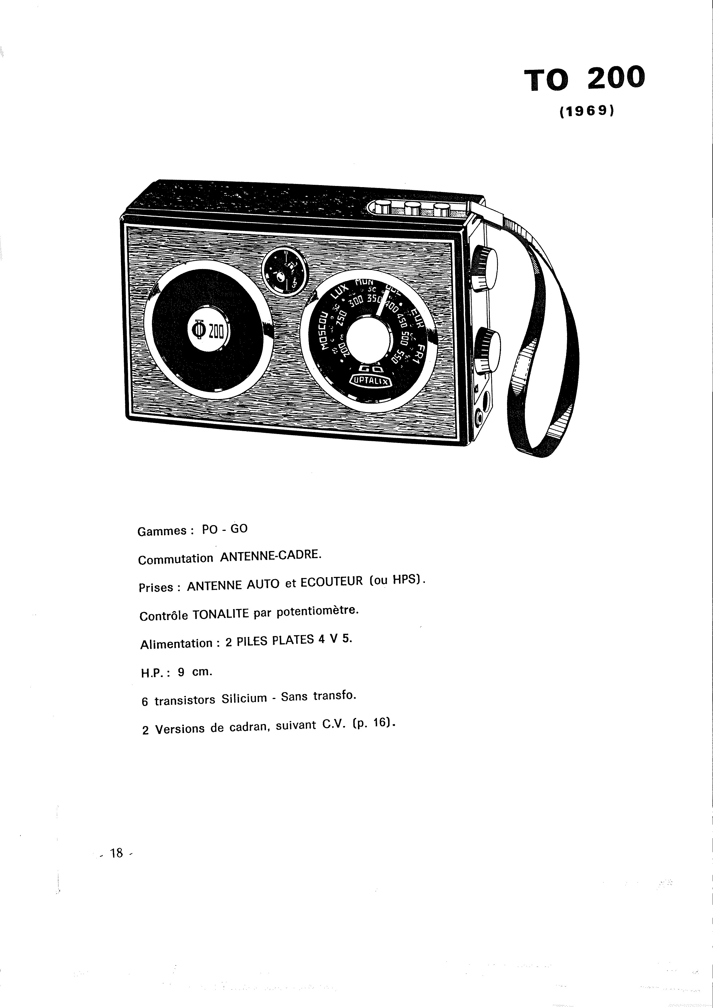 Optalix TO 200 - Extrait de catalogue