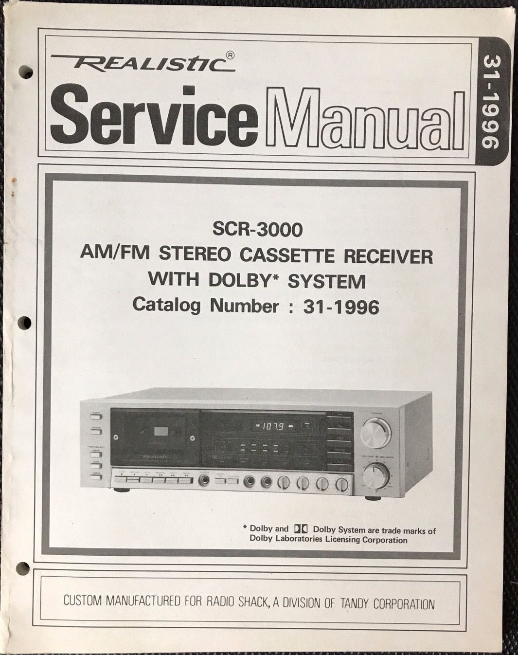 Realistic SCR-3000 Type 31-1996 • Couverture du manuel de service