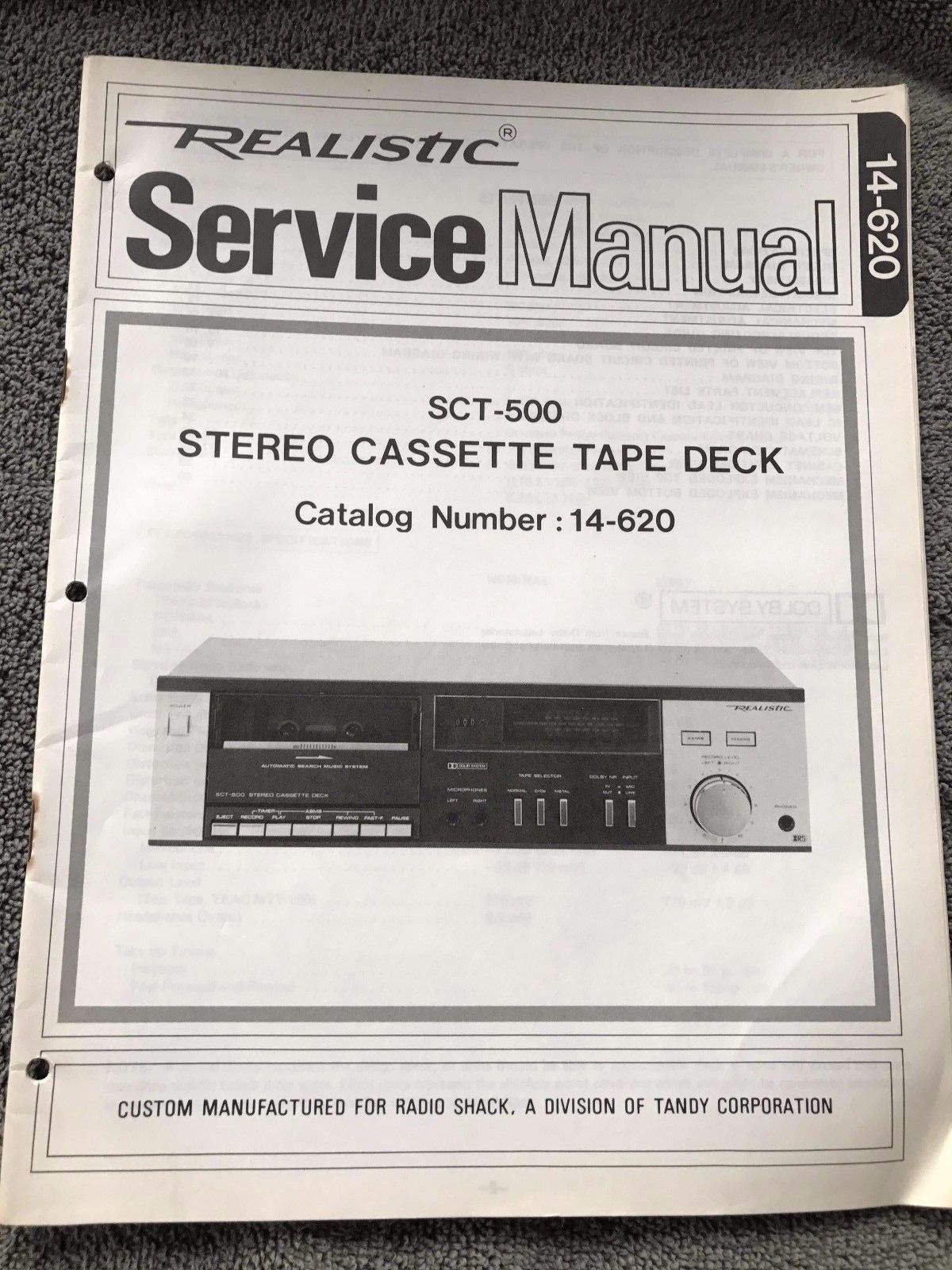 Realistic SCT-500 Type 14-620 • Couverture du manuel de service