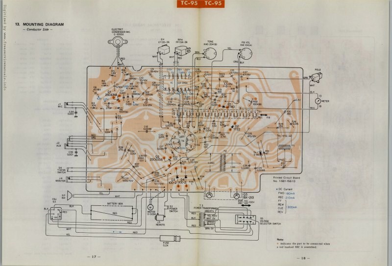 Sony TC-95 Circuit imprimé (mauvaise)