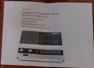 Sony TC-70 Couverture du Mode d'emploi