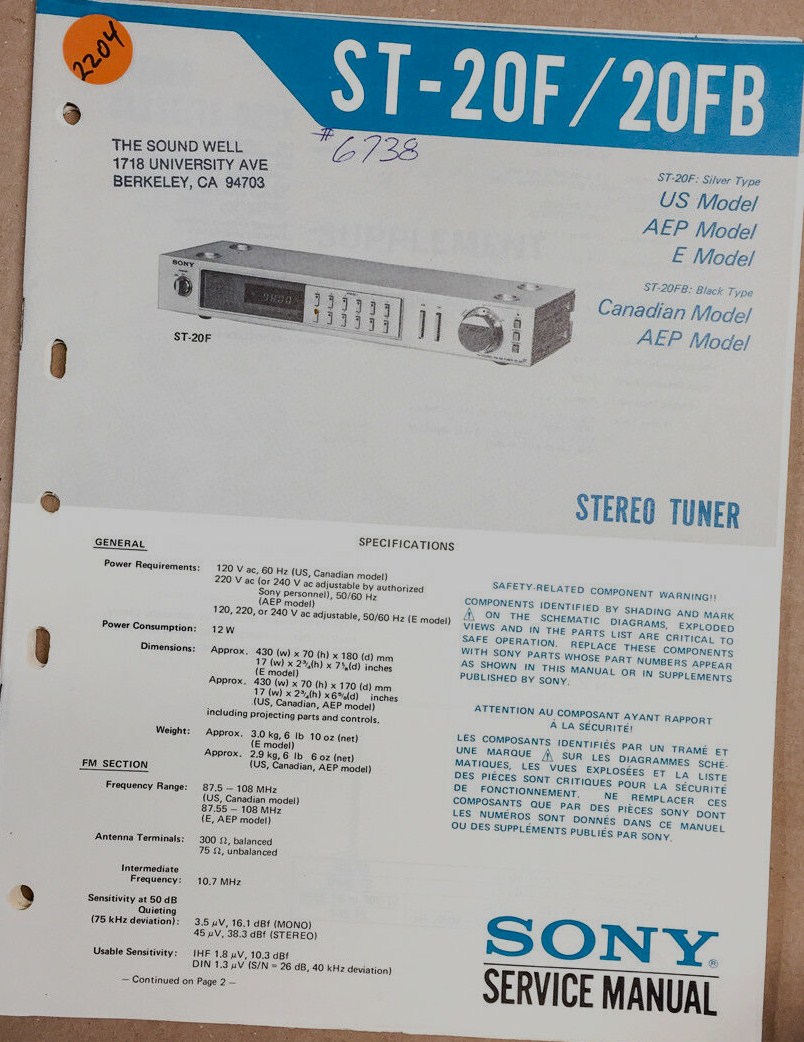 Manuel de service - Service manual