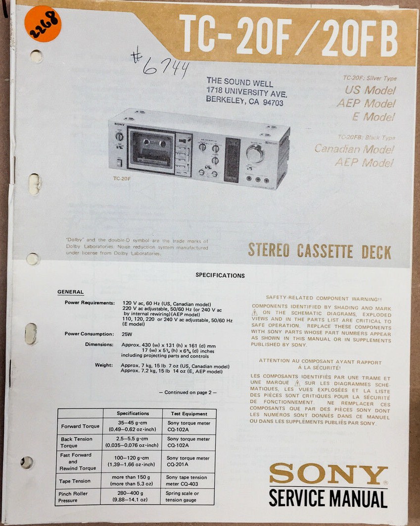 Manuel de service - Service manual
