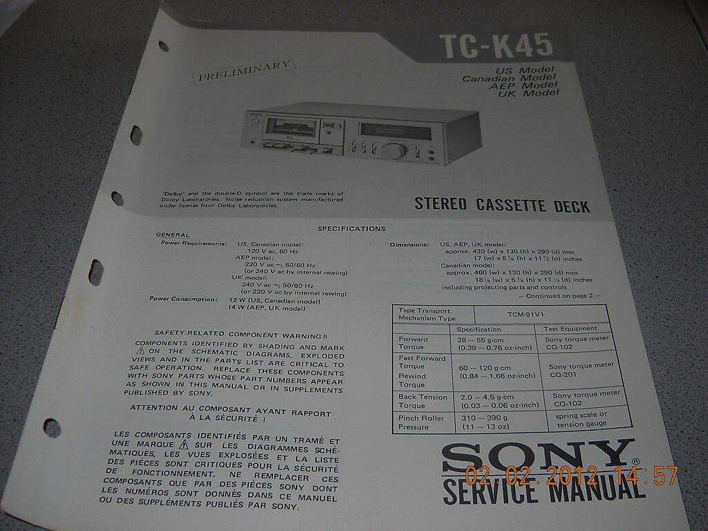 Manuel de service - Service manual