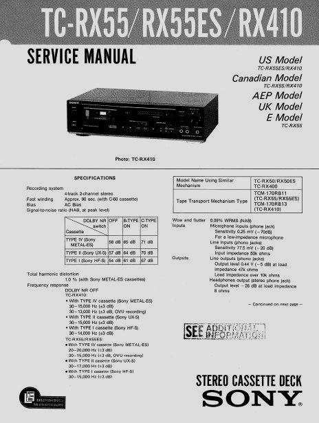 Manuel de service - Service manual