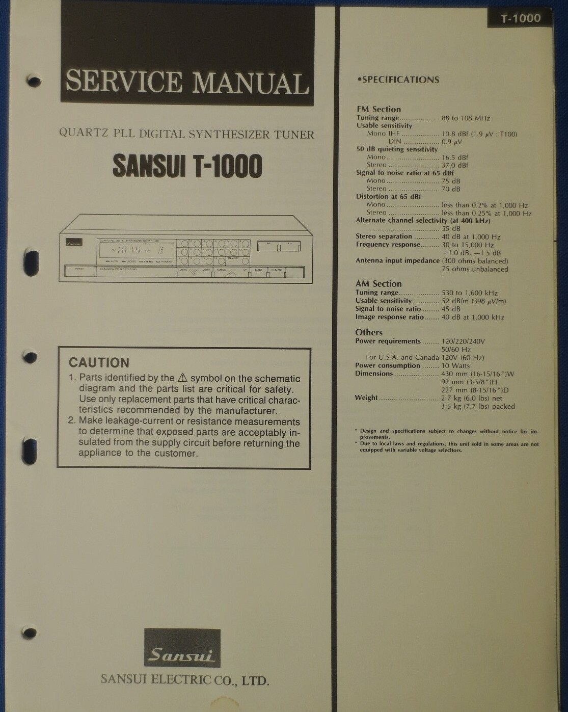 Manuel de service - Service manual