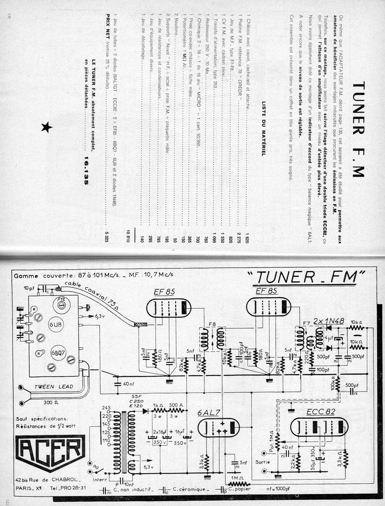 A.C.E.R. Tuner F.M • Schéma