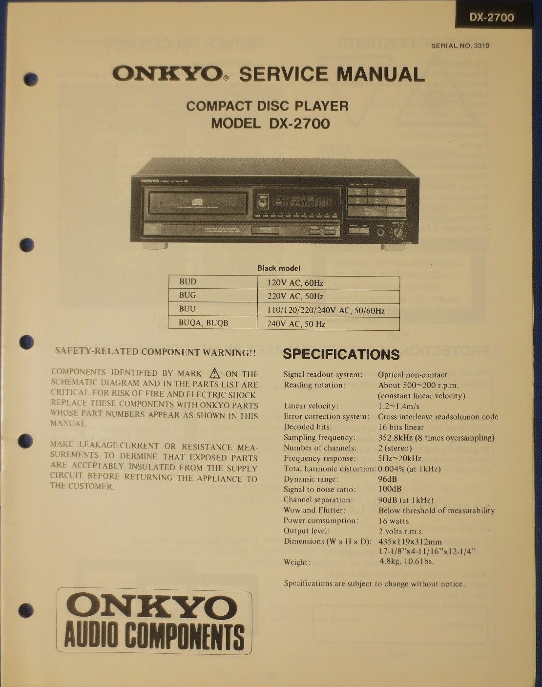 Manuel de service - Service manual