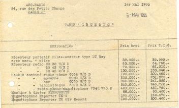 Tarif mai 1956