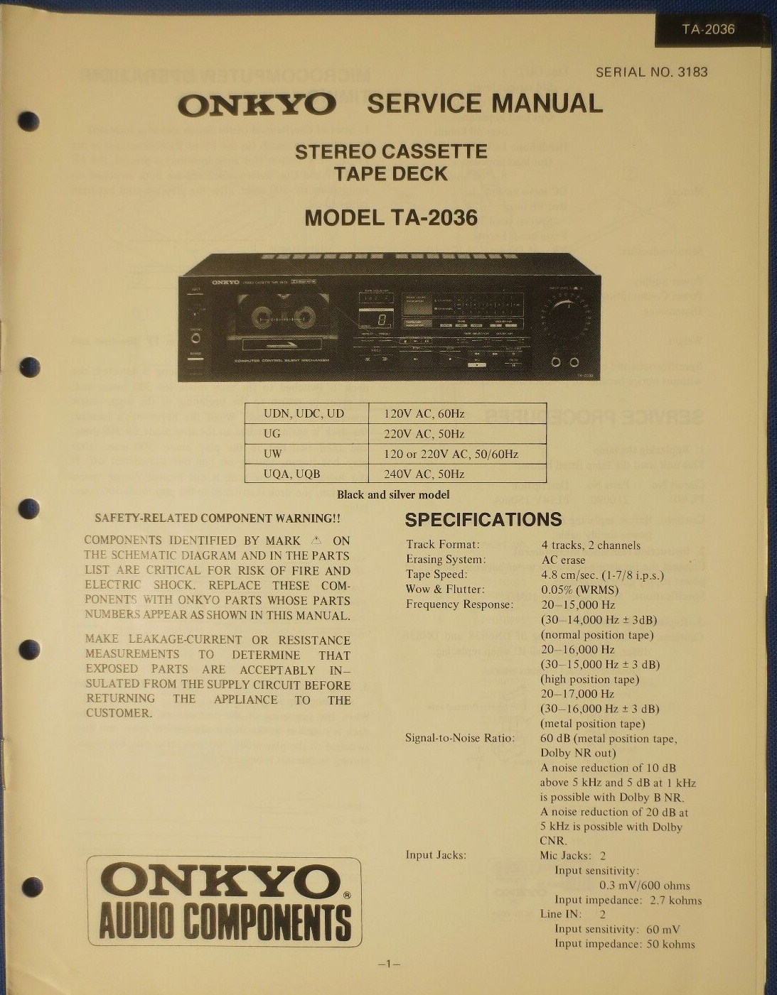 Manuel de service - Service manual